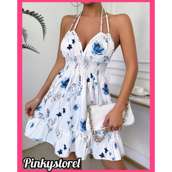 Dresses & Skirts - White Floral Halter Dress